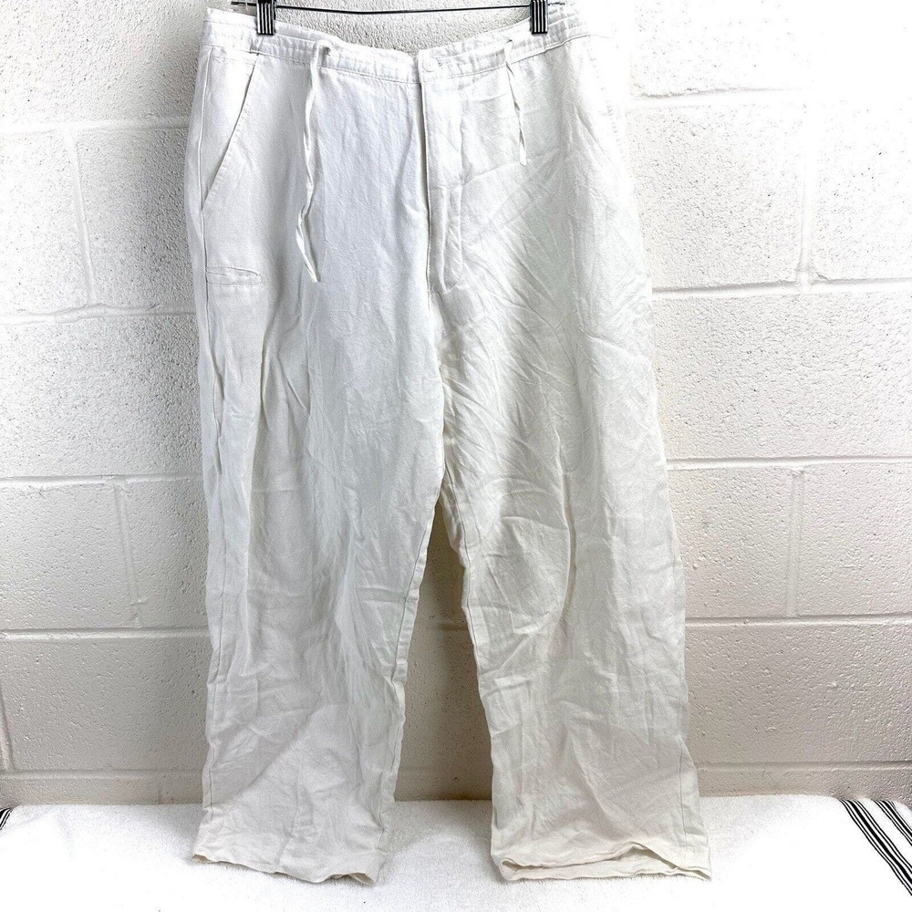 Linea Uomo Cropped Linen Blend Pants Women’s 38x30* Cropped Ivory Drawstring